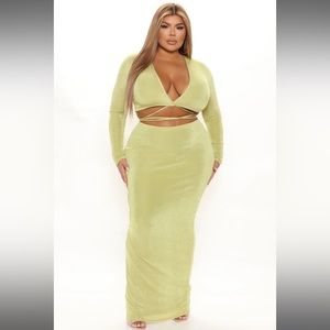 Green maxi skirt set